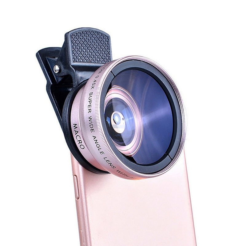 2 IN 1 Lens Universal Clip 37mm Mobile Phone Lens Professional 0.45x 49uv Super Wide-Angle + Macro HD Lens For iPhone Android