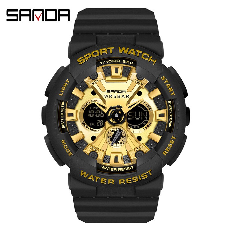 SANDA Women Men Watch Sports Dual Display 50M Waterproof Wrist Watch For Male Female Clock relogio feminino High Quality 2022