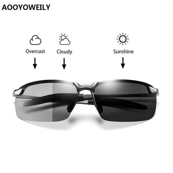 Men&#39;s Photochromic Polarized Sunglasses Men Driving Chameleon Glasses Male Change Color Sun Glasses Fishing Day Night Vision UV