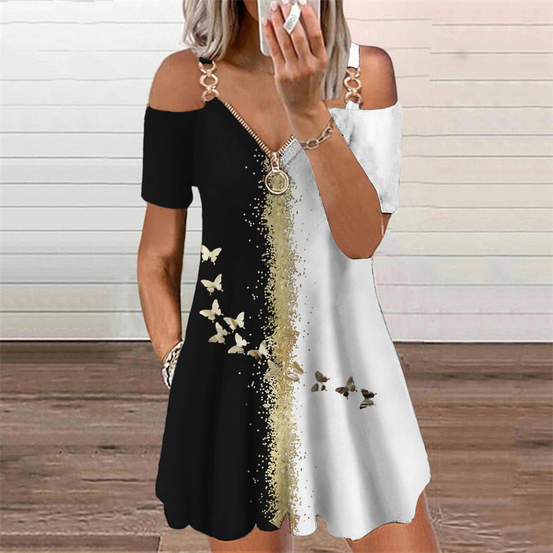 Butterflies 3D Print Elegant Fashion Dress Women&