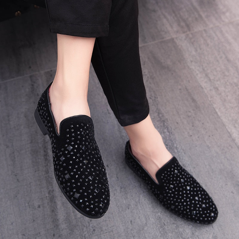 Men Loafers  Leather Shoes For Man slip on Dress Shoes Elegant Shoes Fashion Men's Flats club party shoes men Zapatos Hombre