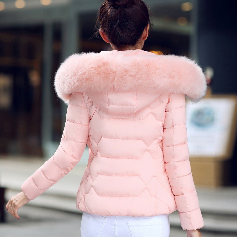 2022 New Women Winter Coat Fake Fur Collar Woman's Parka Short Outwear Warm Down Cotton Jacket Winter Jackets Female Coat Trend