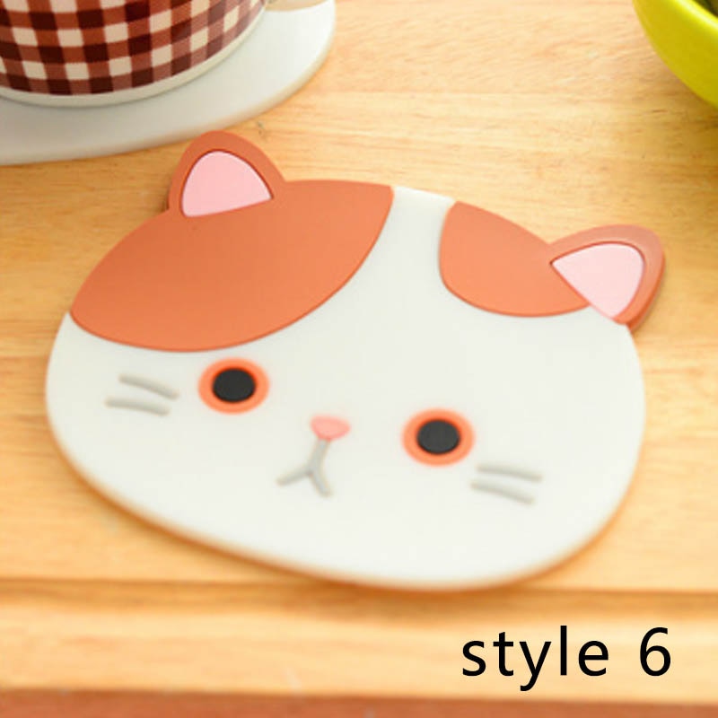 1 PC Table Pad Silicone Insulation Placemat Cup Bowl Mat Home Decor Durable Cat Pattern Coaster