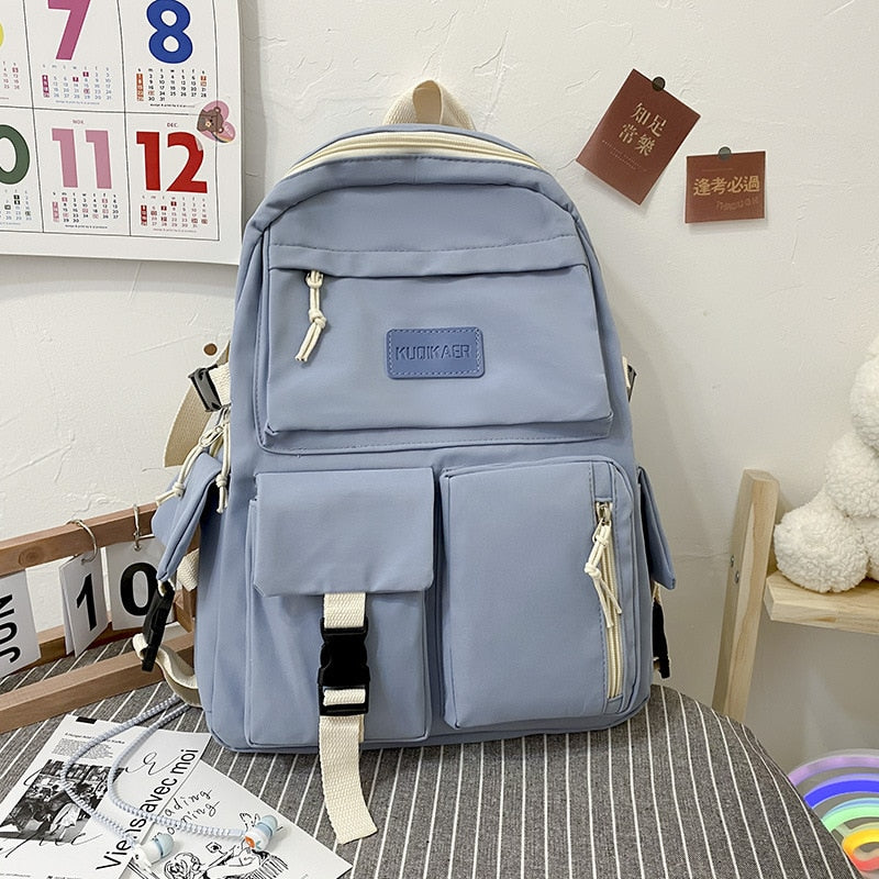 2022 New Trendy Korean Version Large-capacity School Bag Lightweight Simple Travel Backpack Teen Girls Many Pockets Backpacks