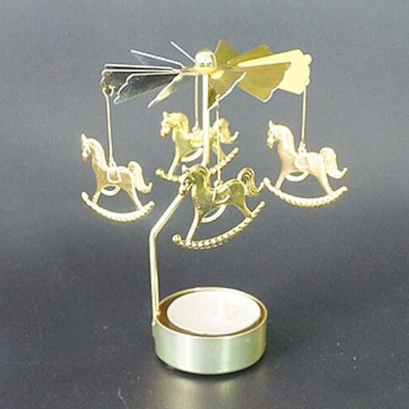 Rotating Spinning Candle Holder Wedding Party Christmas Home Decoration Metal Tealight Candlestick