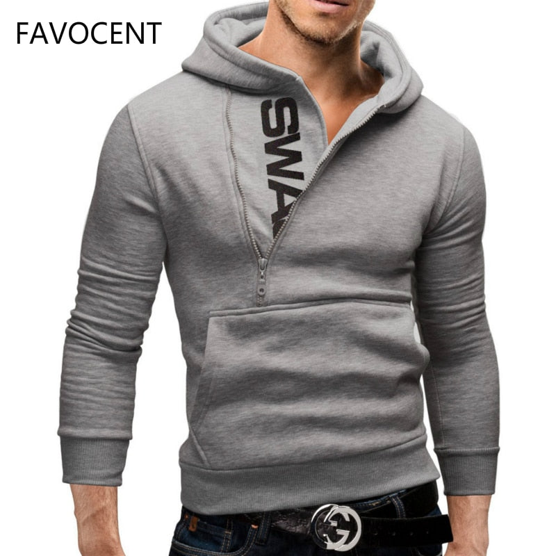 FAVOCENT Hoodie Oblique Zipper Solid Color Hoodies Men Fashion Letter Tracksuit Male Sweatshirt Hoody Mens Purpose Tour M-6XL