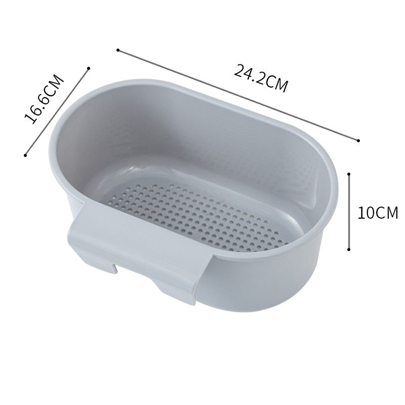 Kitchen Triangular Sink Strainer Drain Fruit Vegetable Drainer Sponge Rack Storage Tool Basket Suction Cup Sink Filter Rack Tool