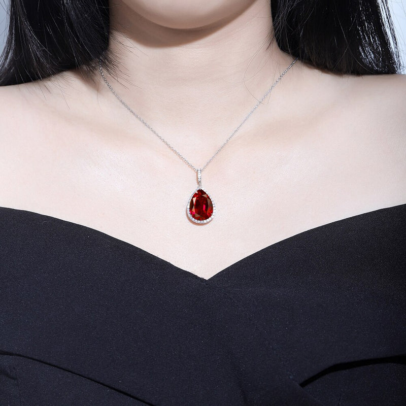 Classic Style Wholesale Retail Luxury Jewelry Set 16.62ct 14*19mm 9k Gold Ruby Red Diamonds Gemstones Pendant Necklace