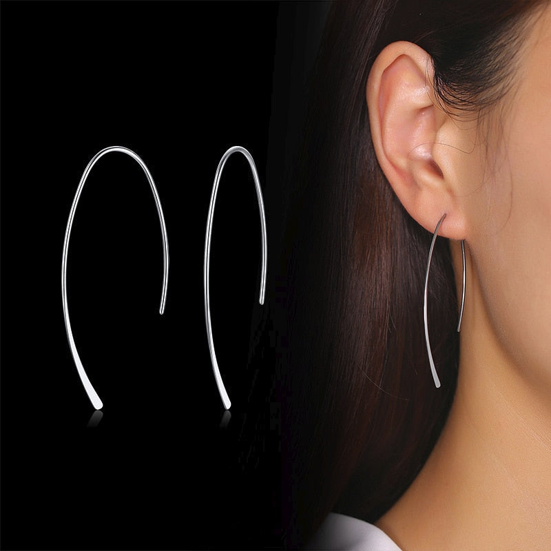 Vnox Simple Line Earrings for Women Minimalist Stainless Steel Lady Earrings