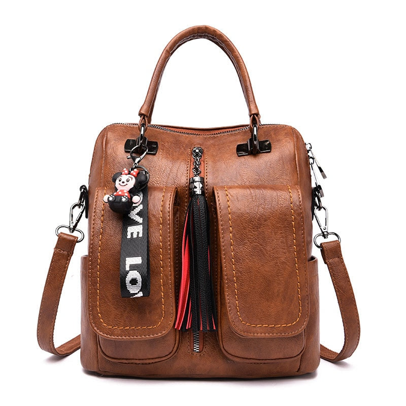 2020 Women Backpacks Soft Leather Lady Travel Backpack School Bags for Teenage Girls Multifunction Women Shoulder Bags Mochilas