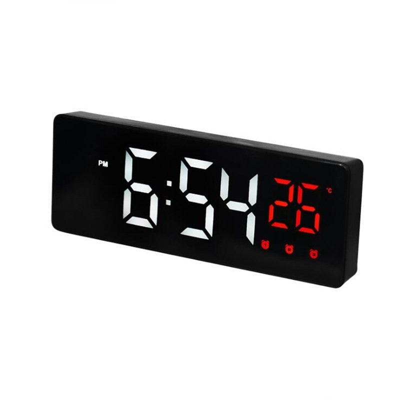 LED Digital Alarm Clock Snooze Temperature Date Display USB Desktop Strip Mirror LED Clocks for Living Room Decoration