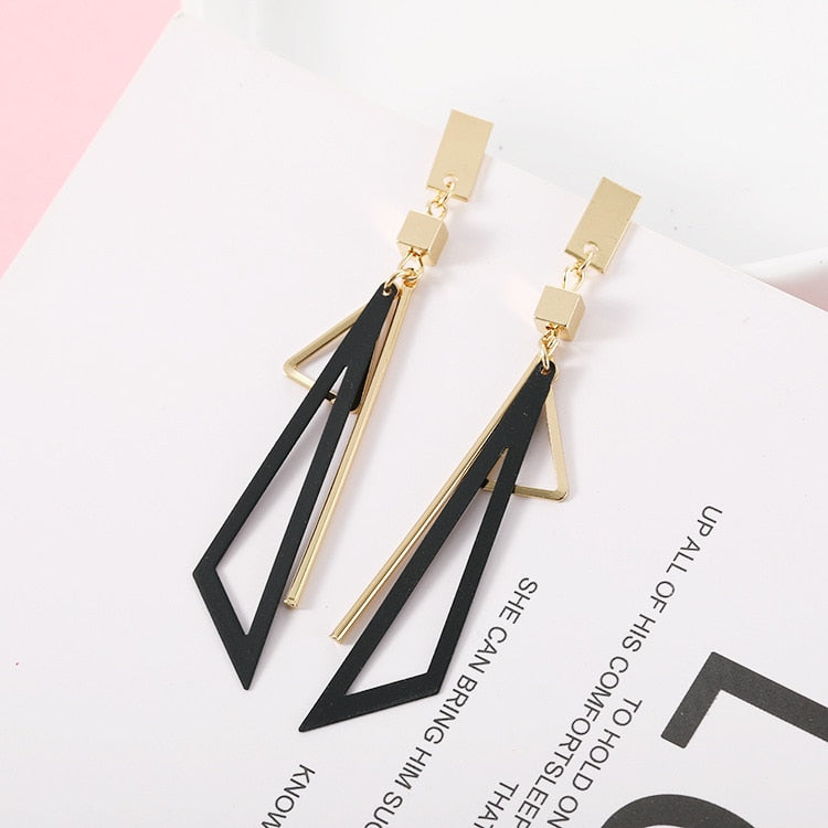 2020 Korean Long Statement Geometric Triangle Tassel Dangle Drop Earrings For Women Earrings Fashion Jewelry Oorbellen Brincos