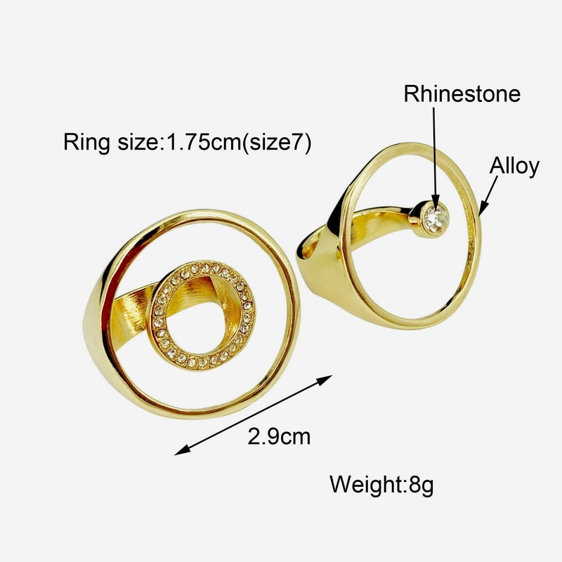 TOTASALLY Hot sale Geo Finger Ring for Women Rock Round Circle Top Rings Rhinestone Ladies Rings Jewelry anillos de mujeres