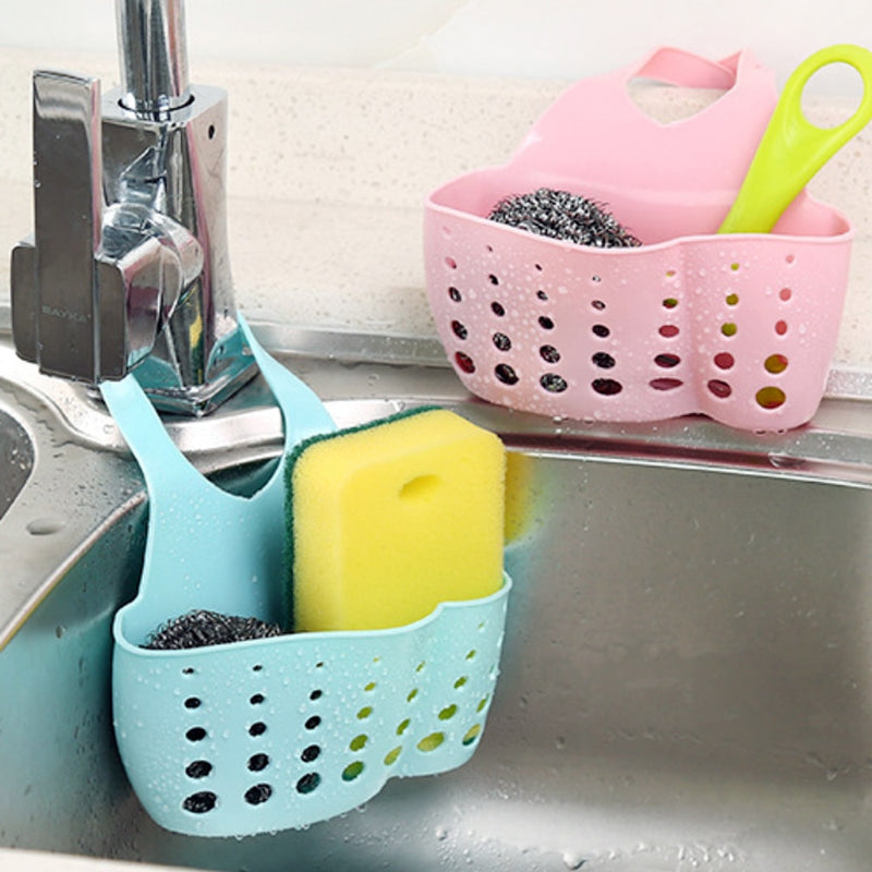 Sink Sponge Storage Hanging Basket Adjustable Snap Button Type Drain Rack Faucet Storage Drain Baskets Home Kitchen Tools