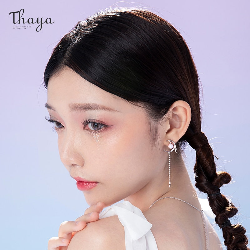 Thaya Elegant Party Earring Moon Original Design 925 Sliver Needle For Women Earring Dangle Classic Tassel Romantic Fine Jewelry