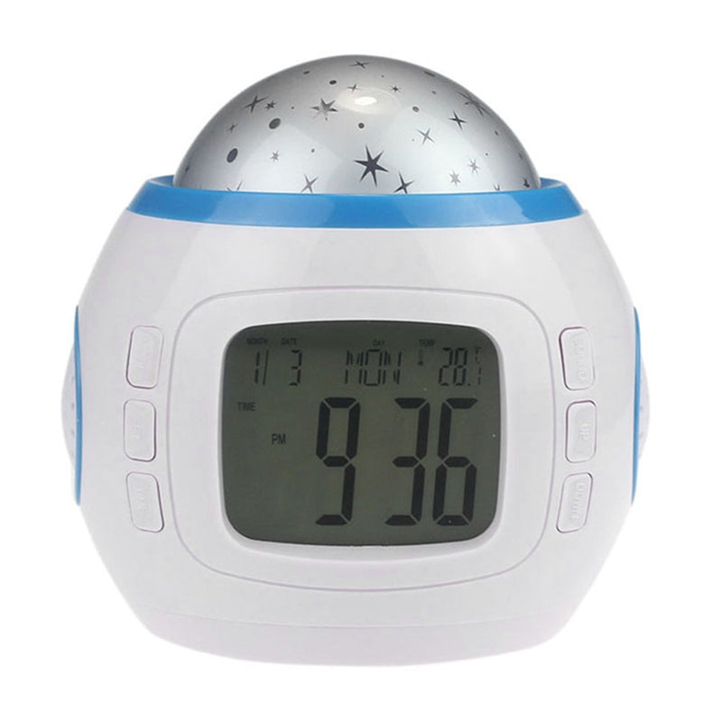 Music Starry Sky Star Projector Digital Alarm Clock Projection Night Light Color Changing Desk Clock Calendar Children Gift