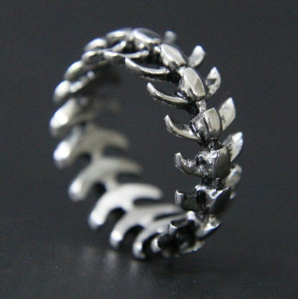 Vintage Gothic Rock Hip Hop Bones Mens Rings For Punk Fish Bone Male Women Universal Ring Dragon Bone Gift Party Jewelry