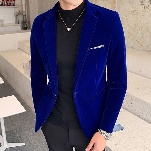 2021 Brand clothing Men Golden velvet suit/Male slim High quality business Blazers/Groom&#39;s Wedding Dress Men&#39;s jacket clothing