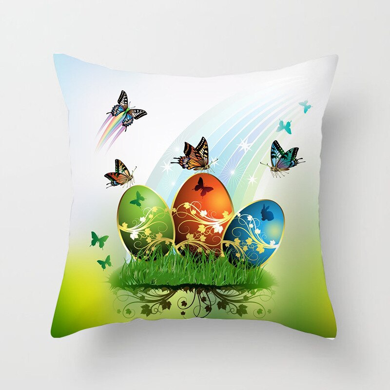 Happy Easter Pillowcase Easter Decorations For Home Party Sofa Pillow Case Rabbit Bunny Eggs Pillow Cover 45*45CM