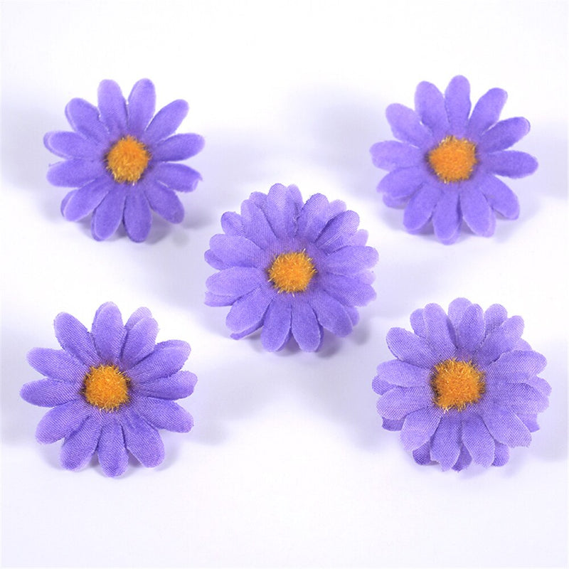 50pcs Artificial Sunflower Flowers Faux Daisy Flower Head Wedding Decorations DIY Floral Design Craft Supplies Home Party Decor