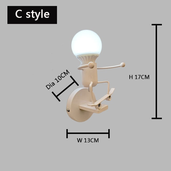 simplicity matchstick man Cartoon wall light Children's room kitchen dining room bed room foyer study balcony aisle Wall Lamp