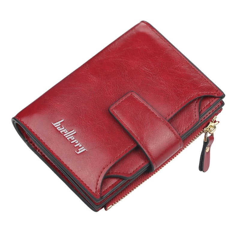 2022 Fashion Small Wallet Women Purse Simple Short Soft Pu Leather Ladies Wallet Card Holder Tassel Patchwork Tri-fold Wallet