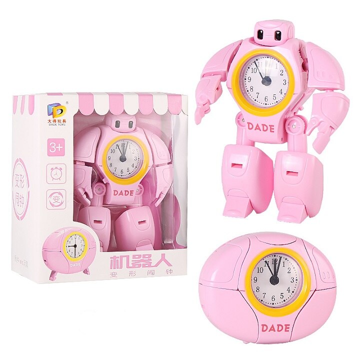 Child Robot Alarm Clock Kid Toy Deformation Robot Table Clocks 2 Model Shape Creative Cartoon Desk Clock Students Kids Gift