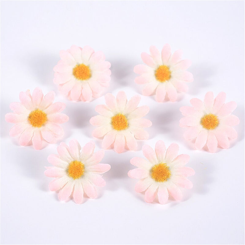 50pcs Artificial Sunflower Flowers Faux Daisy Flower Head Wedding Decorations DIY Floral Design Craft Supplies Home Party Decor