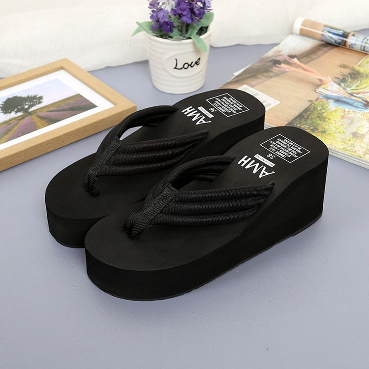 New 2022 Fashion Women Flip Flops Summer Beach Platform Slippers Casual Outside Wedges Sandals Women Shoes Leisure Slippers 6cm