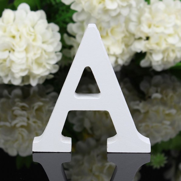 White Wooden Letter English Alphabet DIY Personalised Name Design Art Craft Free Standing Heart Wedding Home Decor