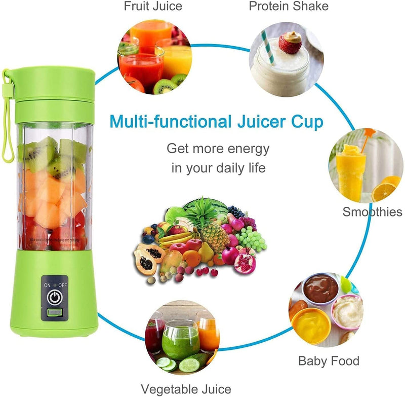 6 Blade Portable Mixer USB Electric Fruit Juicer Handheld Smoothie Maker Blender Stirring Rechargeable Food Processor Juice Cup