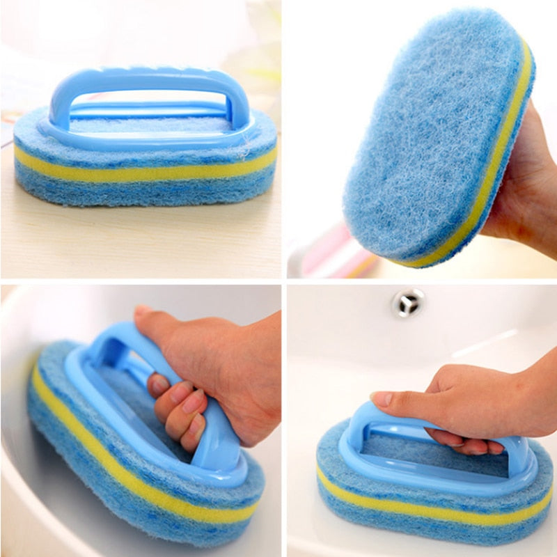 Kitchen Cleaning Bathroom Toilet Kitchen Glass Wall Cleaning Bath Brush Handle Sponge Bath BottomBathtub Ceramic Cleaning Tools