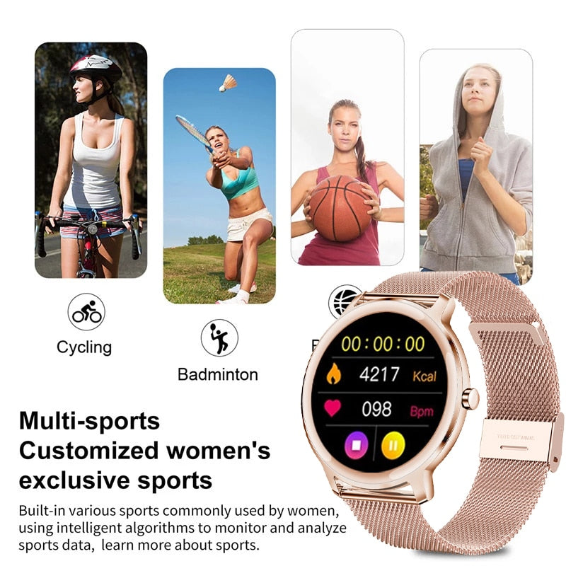 LIGE New Smart watch Ladies Full Touch Screen Sports Fitness watch IP67 waterproof Bluetooth For Android iOS  Ladies Smart watch