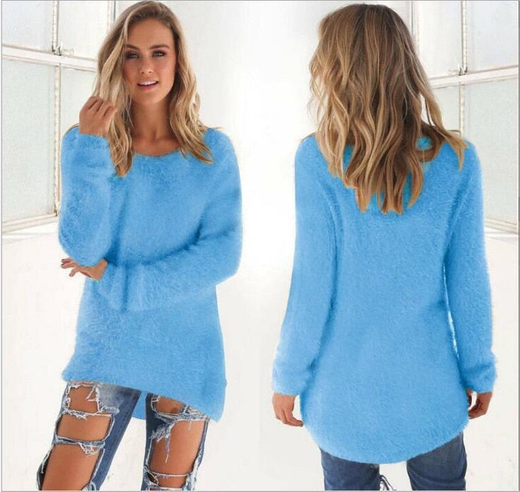 Super Soft And Comfortable Self-Cultivation Solid Color O Neck Pullover Women&