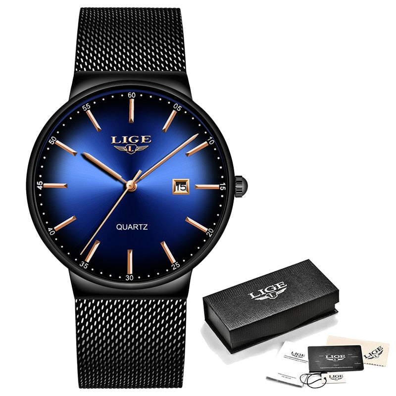 LIGE 2022 Top Brand Luxury Casual Watch For Men Waterproof Fashion Clock Quartz Watches Thin Wristwatch Hombre Relogio Masculino