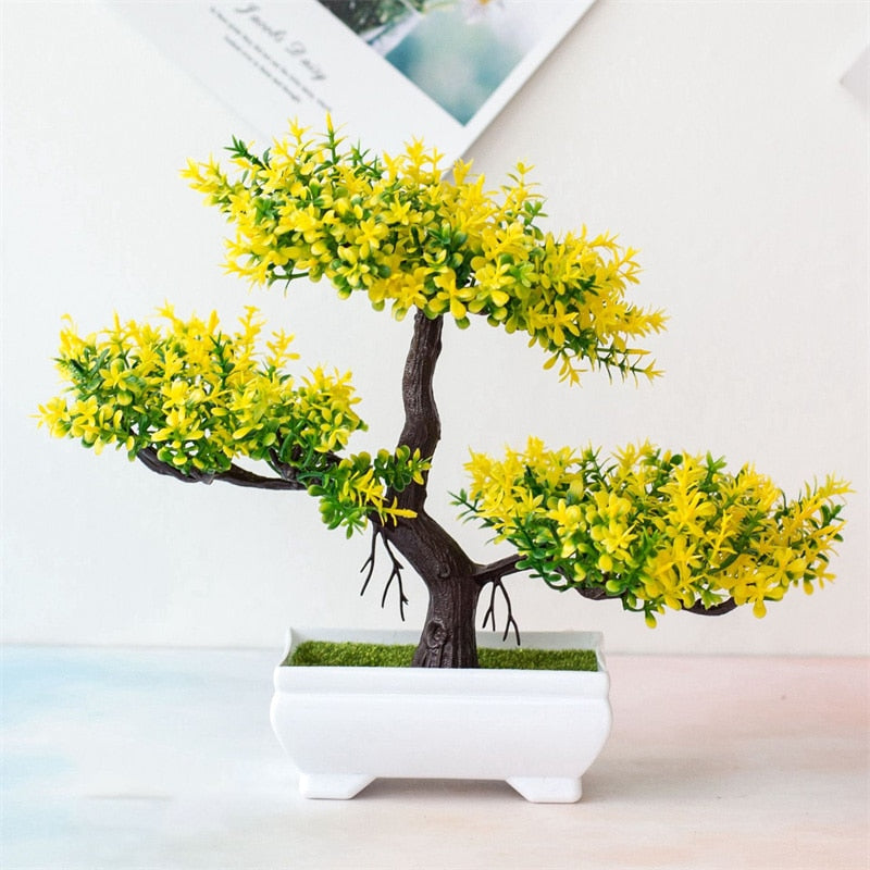 Artificial Plastic Plants Bonsai Small Tree Pot Fake Plant Potted Flower Home Room Table Decoration Garden Arrangement Ornaments