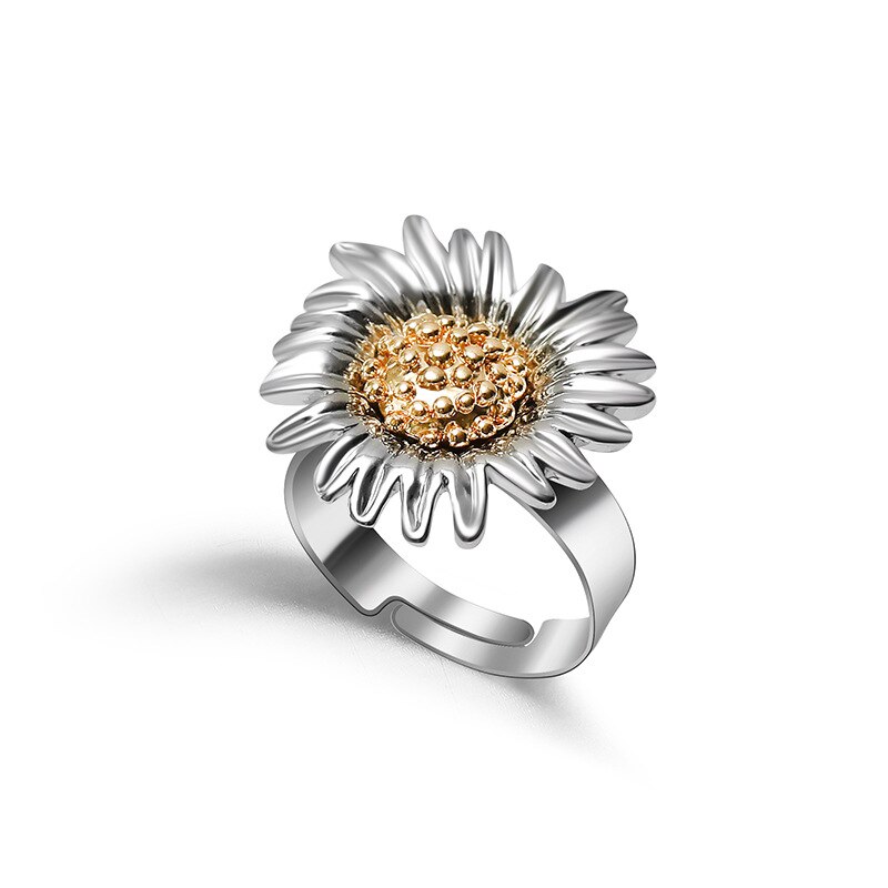 Daisy Flower rings 2022 korean fashion enamel White sunflower Vintage aesthetic Elegant Simple finger Rings for Women Jewelry