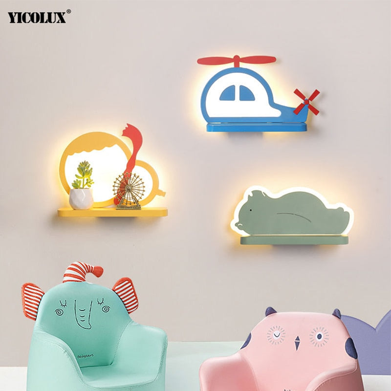 Bedroom Lighting Modern LED Wall Lamps for baby Bedside Indoor Lights Wandlamp Luminaire Bear Elephant Shape Iron Fixture Abajur