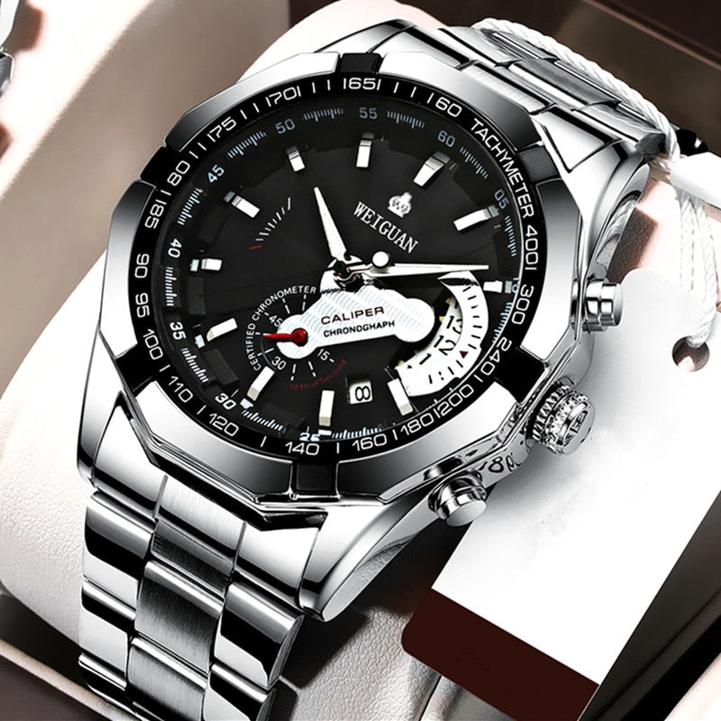 Fashion Watches Men Luxury Calendar Quartz Wristwatch for Man Stainless Steel Band Waterproof Luminous Male Clock