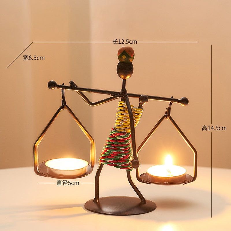 JOYLOVE Nordic Metal Candlestick Abstract Character Sculpture Candle Holder Decor Handmade Figurines Home Decoration Art Gift