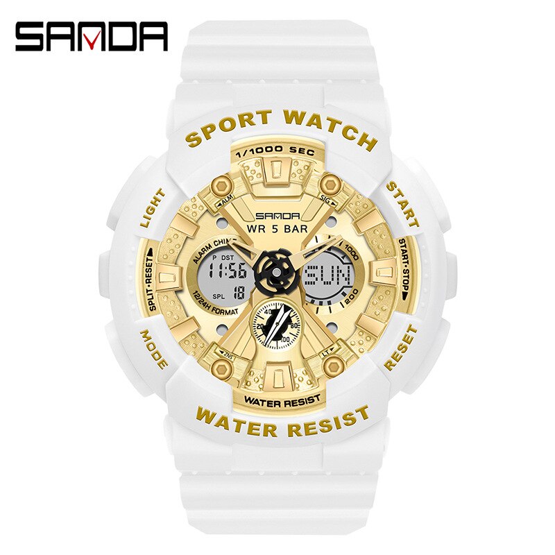 SANDA Women Men Watch Sports Dual Display 50M Waterproof Wrist Watch For Male Female Clock relogio feminino High Quality 2022