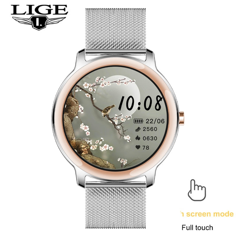 LIGE New Smart watch Ladies Full Touch Screen Sports Fitness watch IP67 waterproof Bluetooth For Android iOS  Ladies Smart watch