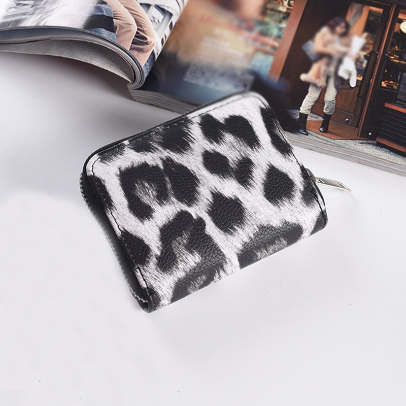 Women Short Wallets New Vintage Fashion Leopard Prints Coin Purse For Girls Clutch Bag PU Ladies Card Holder Clutch  Bag