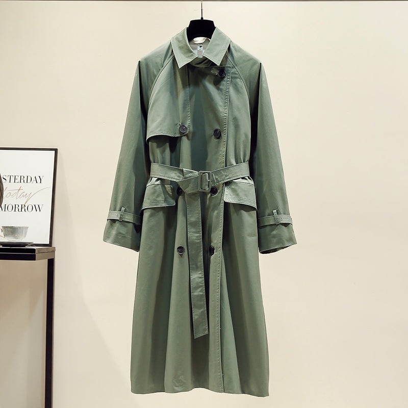 UK Brand new Fashion 2022 Fall /Autumn Casual Double breasted Simple Classic Long Trench coat with belt Chic Female windbreaker