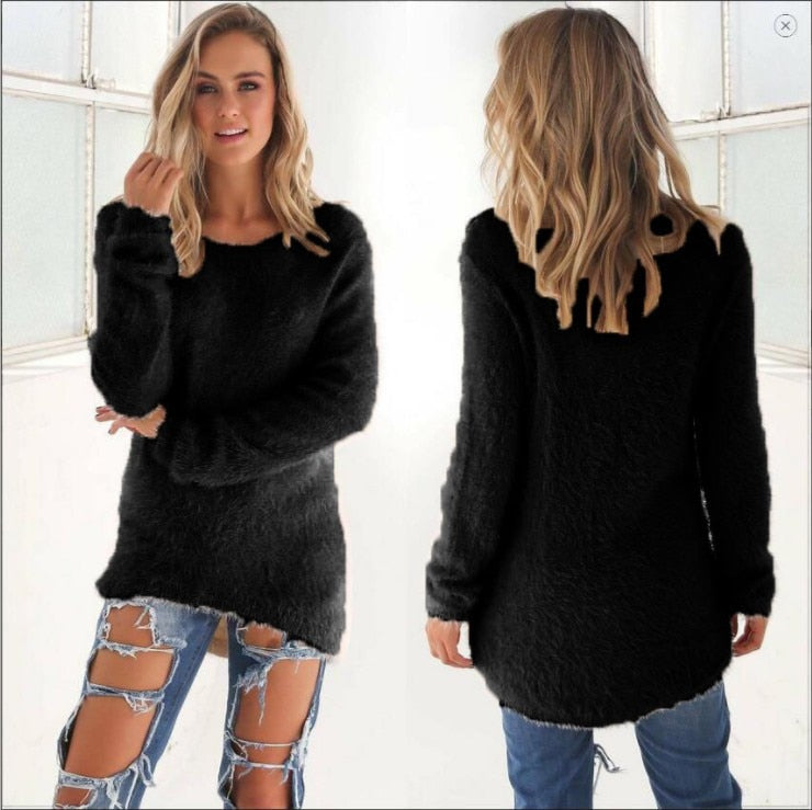 Super Soft And Comfortable Self-Cultivation Solid Color O Neck Pullover Women&