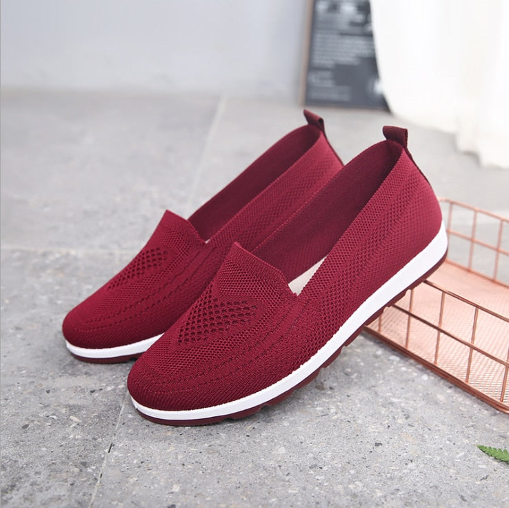 Mothers shoes, fabric loafers for women, casual sneakers for spring and summer, flat heels, breathable flat shoes