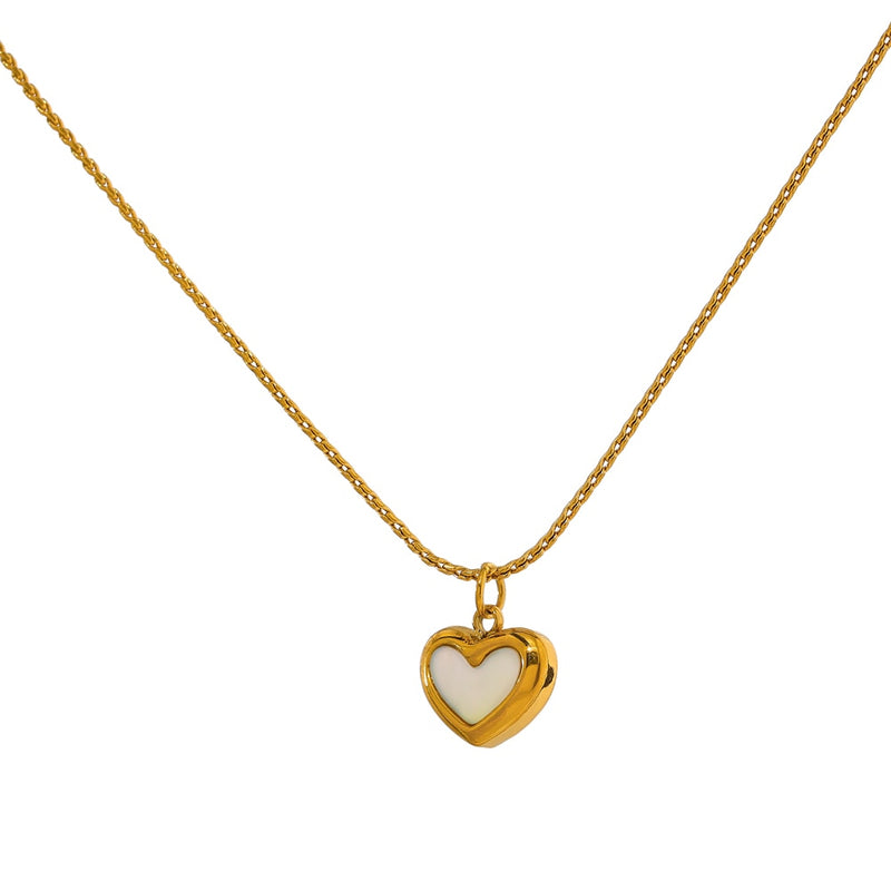 Yhpup Cute Heart Natural Shell Pendant Necklace 18 K Plated Stainless Steel Collar Necklace Gift Jewelry бижутерия для женщин