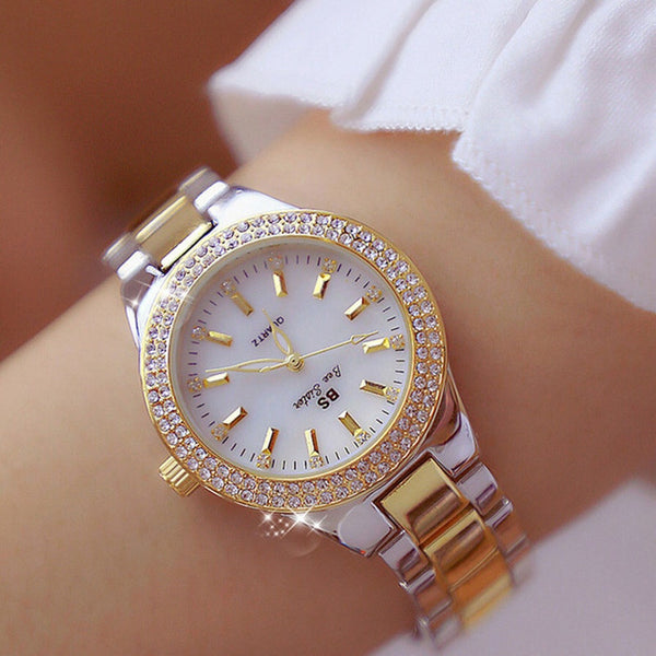 2022 Ladies Wrist Watches Dress Gold Watch Women Crystal Diamond Watches Stainless Steel Silver Clock Women Montre Femme 2023