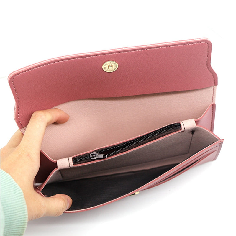 Butterfly Designer Women Long Wallets PU Leather Money Bag Solid Wool Ball Bow Clutch Bag Large Capacity Card Bag Coin Purse