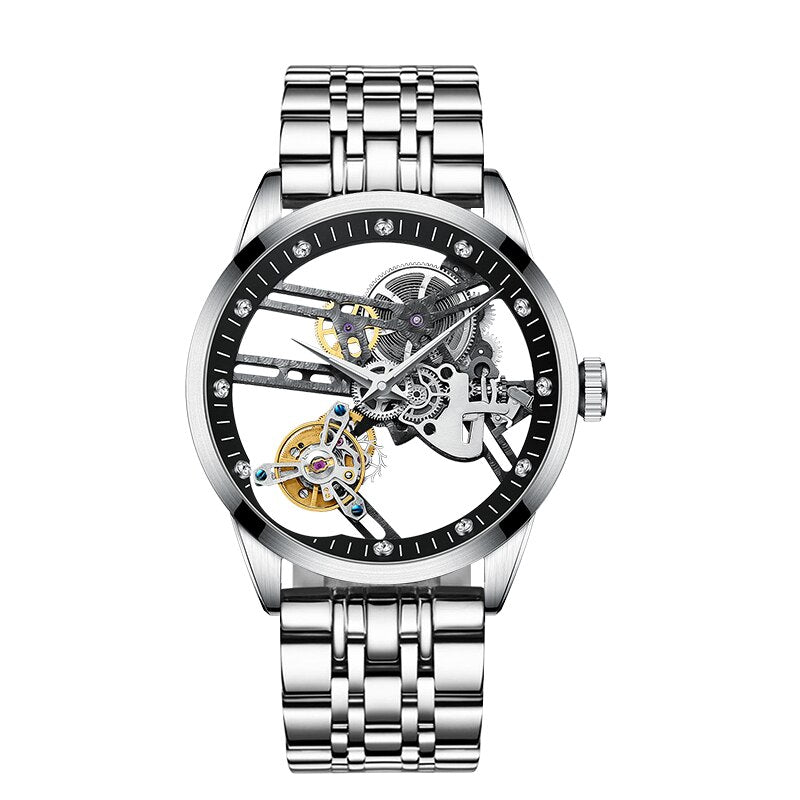 AESOP Hollow Diamond Tourbillon Watch Automatic Watches Special Hollow Mechanical Luxury Watches Steel Strap 2021